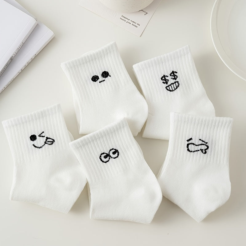 5 Pairs Expressio Simple Breathable Crew Socks - SocksLtd