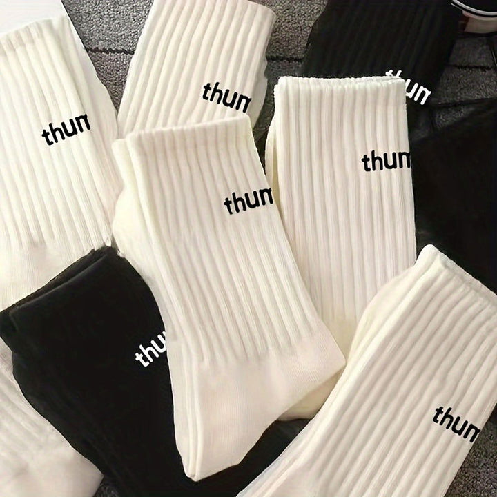 5 Pairs Fashion Versatile Breathable Comfy Crew Socks - SocksLtd