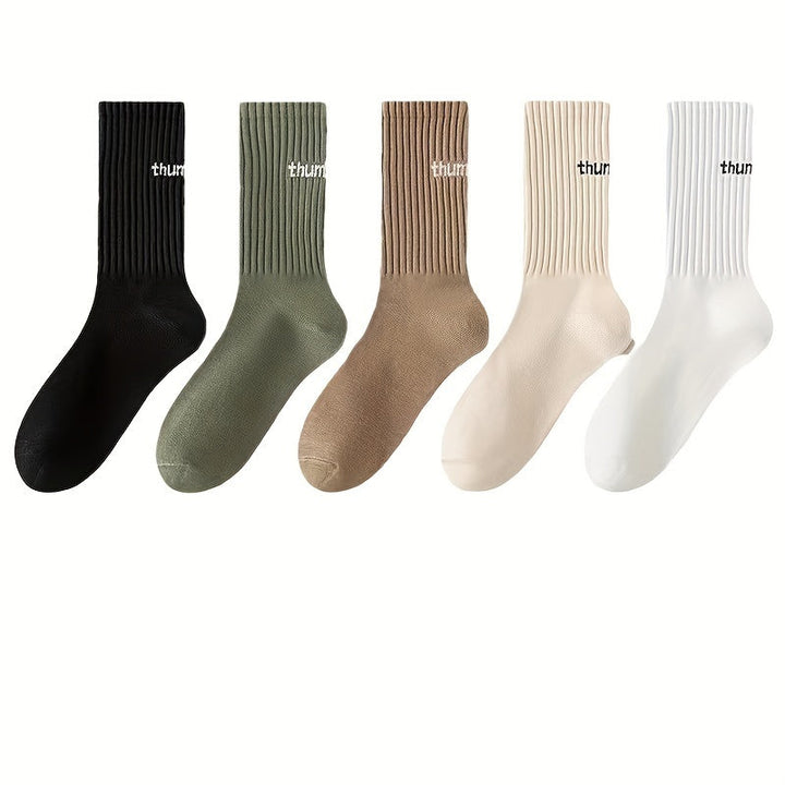 5 Pairs Fashion Versatile Breathable Comfy Crew Socks - SocksLtd