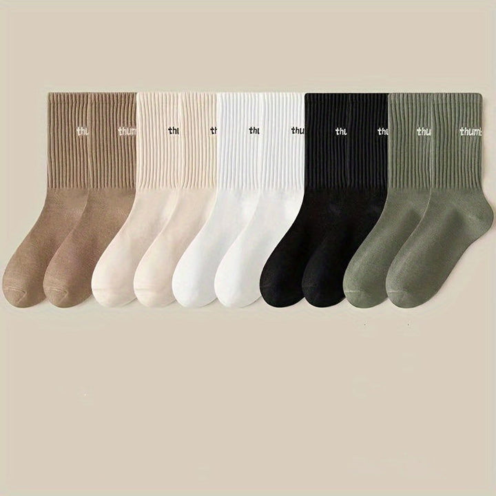 5 Pairs Fashion Versatile Breathable Comfy Crew Socks - SocksLtd
