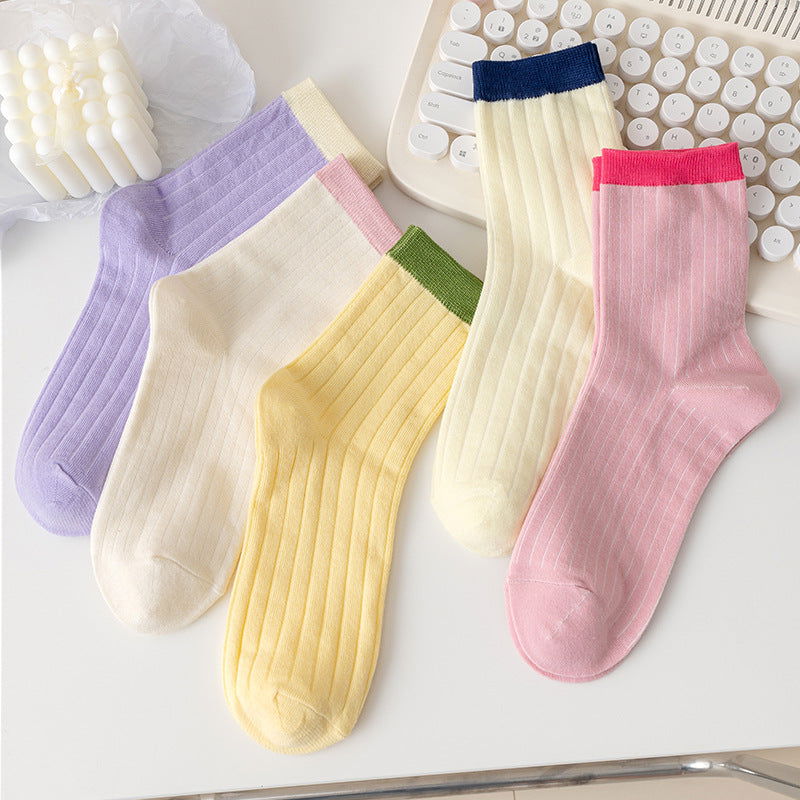 5 Pairs Fashionable  versatile  Casual  Crew Socks - SocksLtd