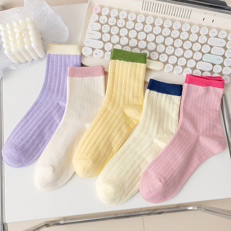 5 Pairs Fashionable  versatile  Casual  Crew Socks - SocksLtd