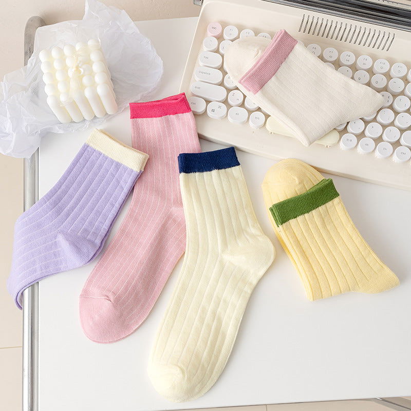 5 Pairs Fashionable  versatile  Casual  Crew Socks - SocksLtd