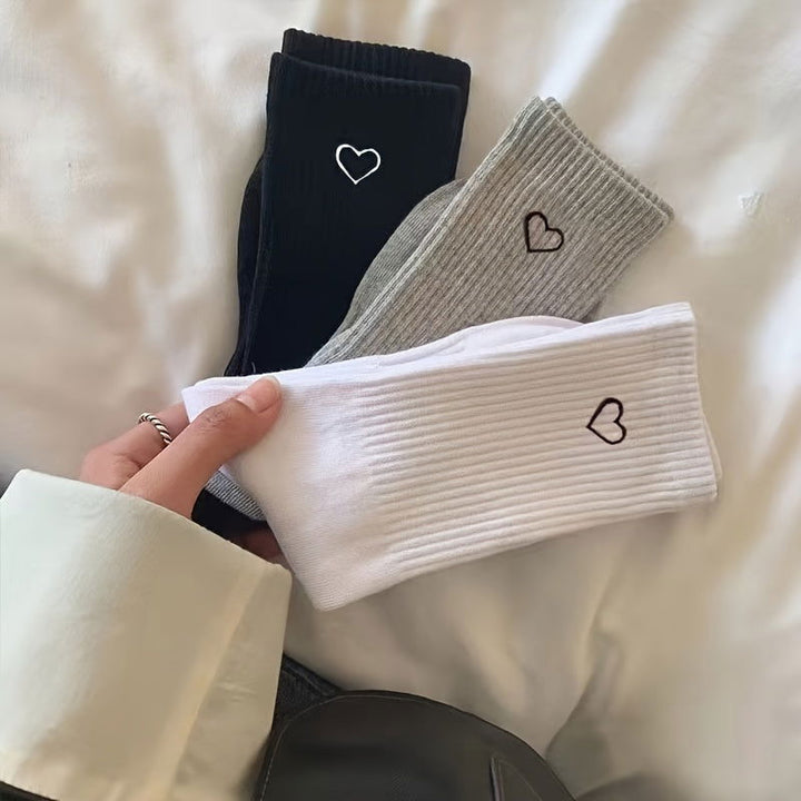 5 Pairs Heart Print Socks  Comfy Breathable Crew Socks - SocksLtd