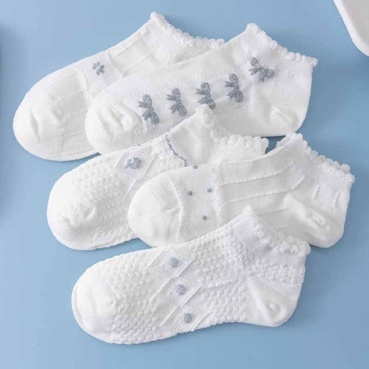 5 Pairs Ins trendy wood ear Ankle Socks - SocksLtd