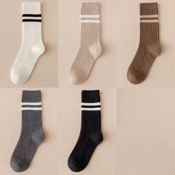 5 Pairs Internet celebrity stripes Casual Crew Socks - SocksLtd