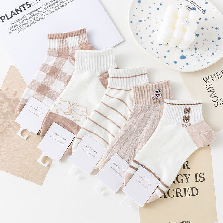 5 Pairs Japanese stripes Ankle Socks - SocksLtd