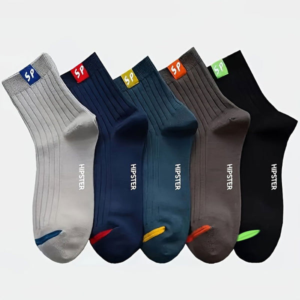 5 Pairs Letter Graphic  Mid Tube Crew Socks - SocksLtd