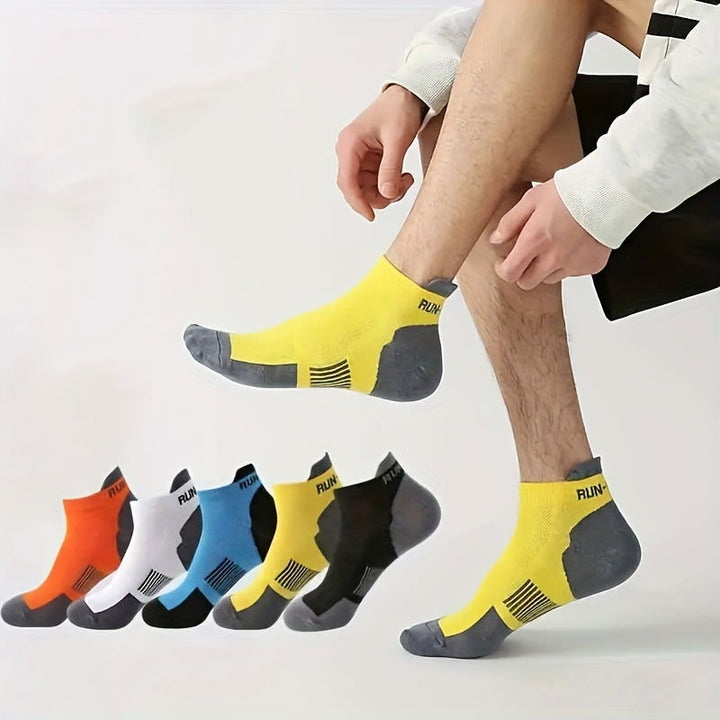 5 Pairs Men Knitted Anti Odor Sweat Absorption Ankle Socks - socksltd