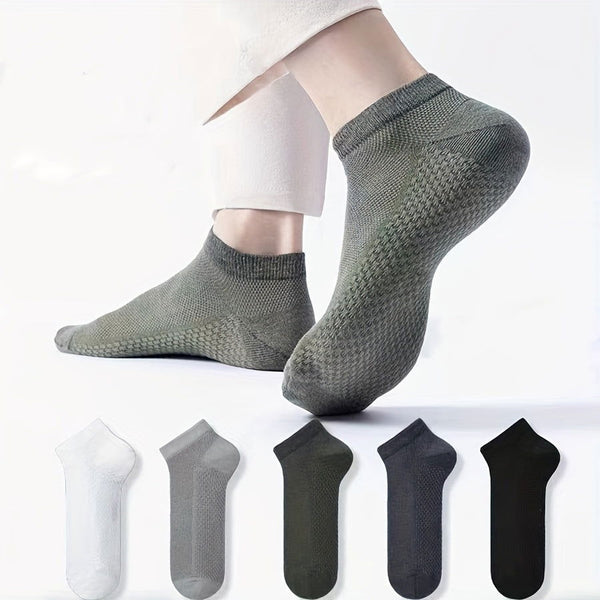 5 Pairs Men Mesh Breathable Anti odor Dress Ankle Socks - socksltd