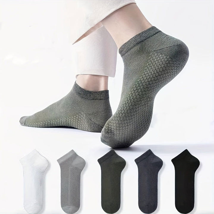 5 Pairs Men Mesh Breathable Anti odor Dress Ankle Socks - socksltd