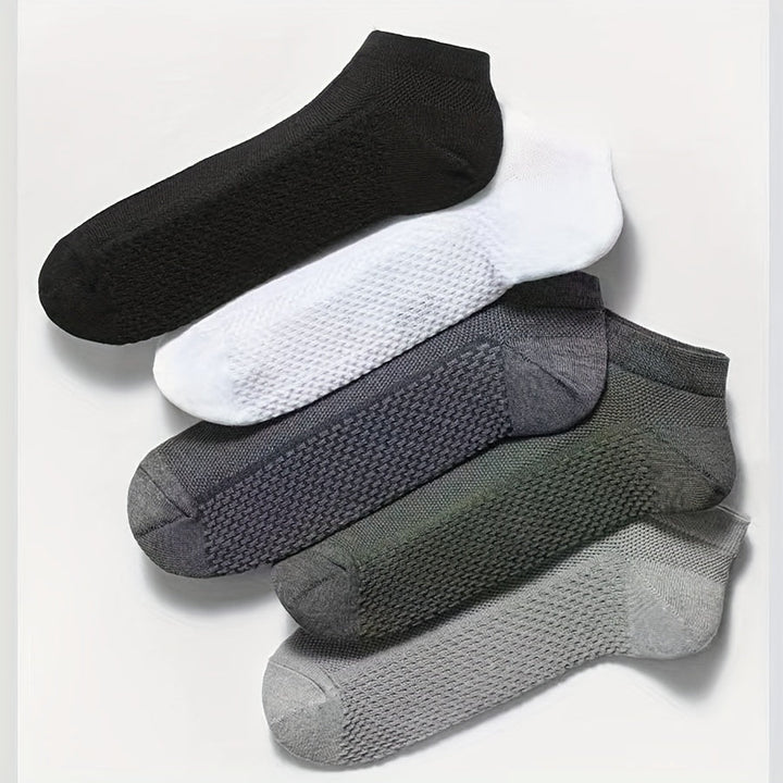 5 Pairs Men Mesh Breathable Anti odor Dress Ankle Socks - socksltd