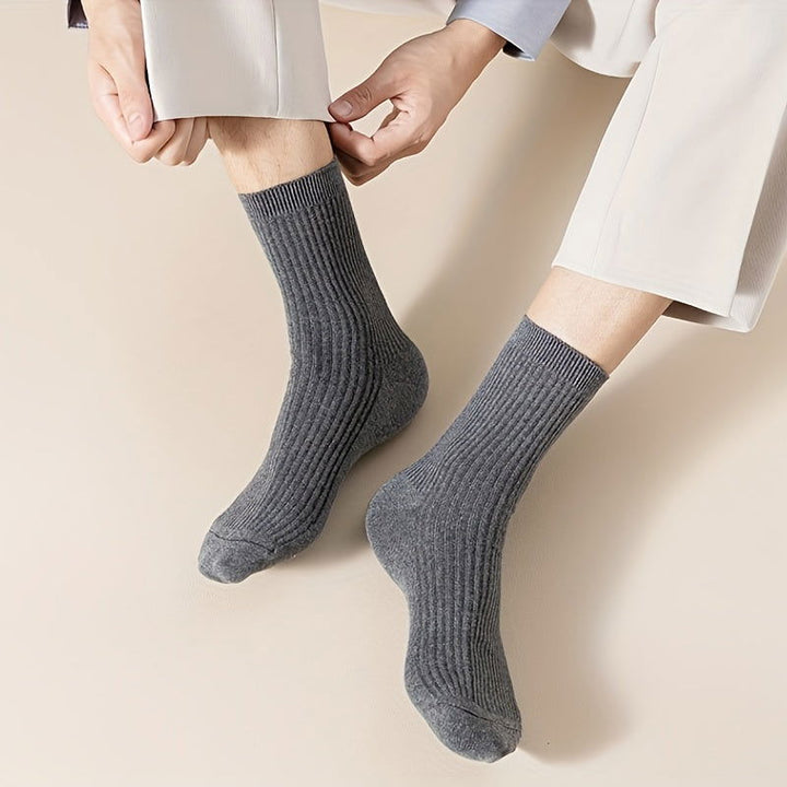 5 Pairs Men Minimalis Various Featuring Dress Crew Socks - socksltd