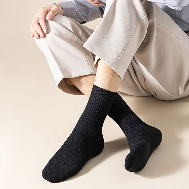 5 Pairs Men Minimalis Various Featuring Dress Crew Socks - socksltd