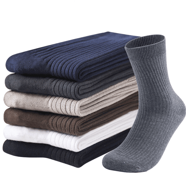 5 Pairs Men absorption Versatile vertical Dress Crew Socks - socksltd
