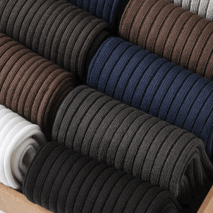 5 Pairs Men absorption Versatile vertical Dress Crew Socks - socksltd