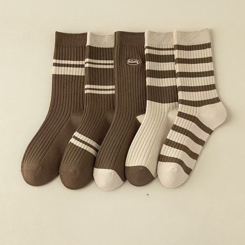 5 Pairs Mirad Retro Casual Crew Socks - SocksLtd