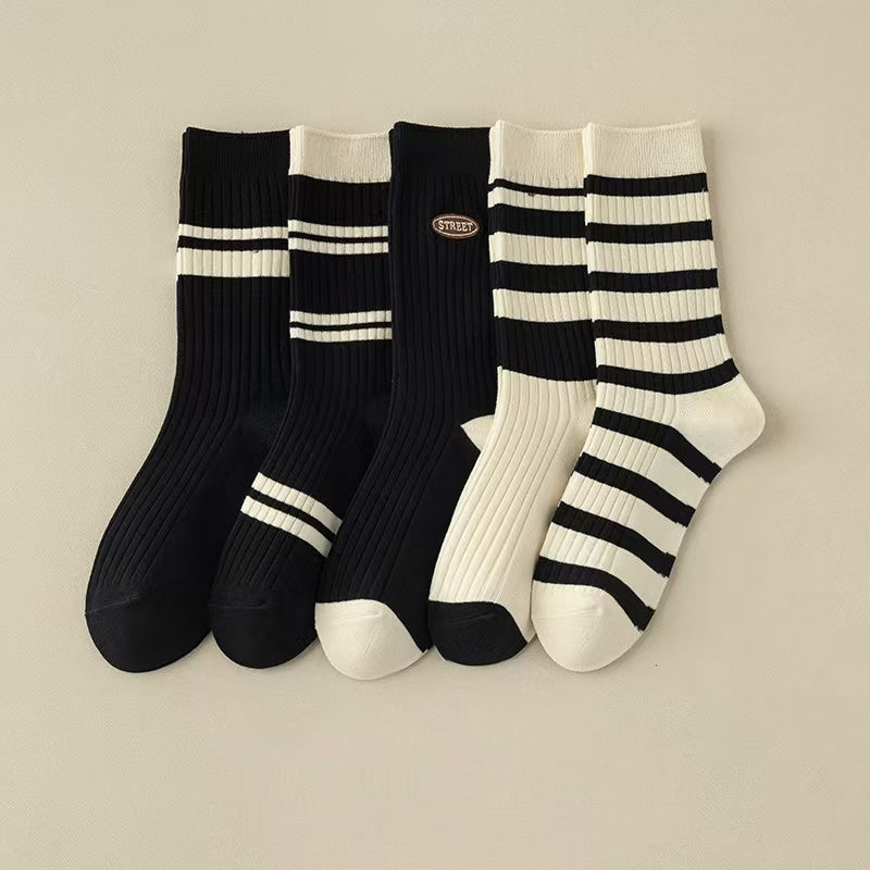 5 Pairs Mirad Retro Casual Crew Socks - SocksLtd