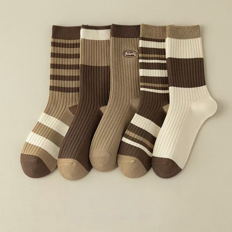 5 Pairs Mirad Retro Casual Crew Socks - SocksLtd