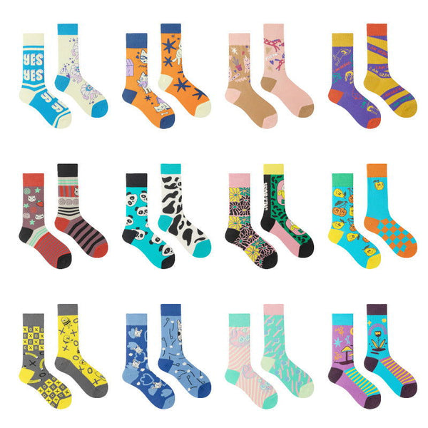 5 Pairs Original design asymmetrical  Fun Crew Socks - SocksLtd