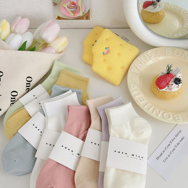 5 Pairs Pinkycolor  Casual Ankle  Ankle Socks - SocksLtd