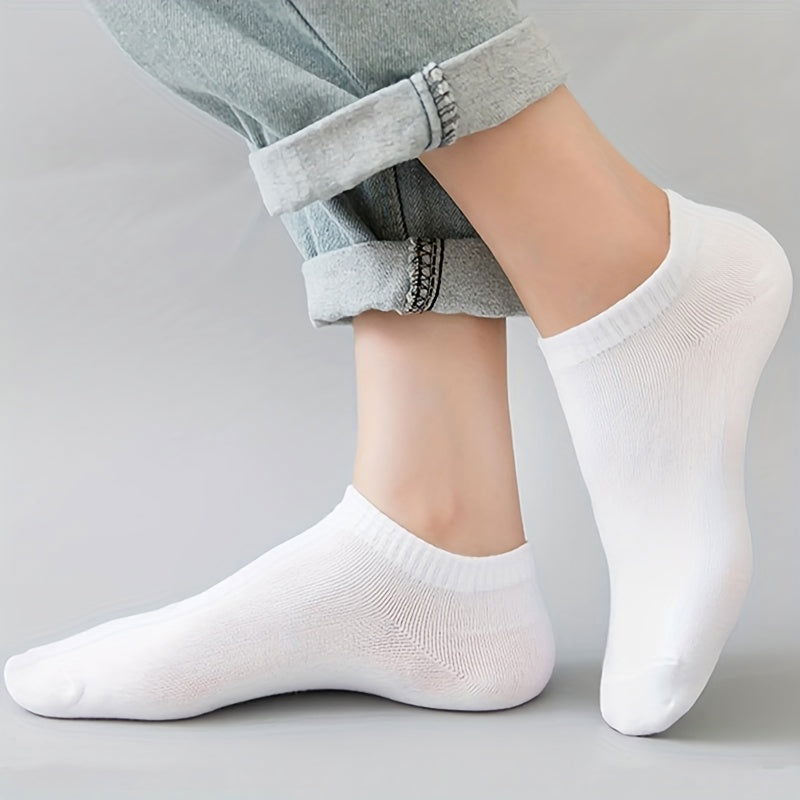 5 Pairs Simple Unisex Solid Ankle Socks - SocksLtd