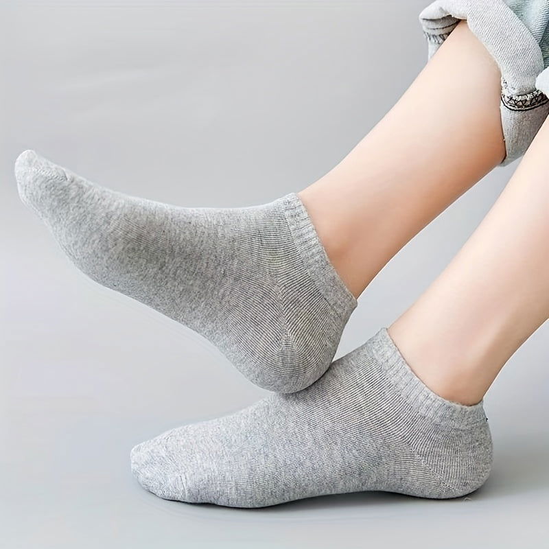 5 Pairs Simple Unisex Solid Ankle Socks - SocksLtd