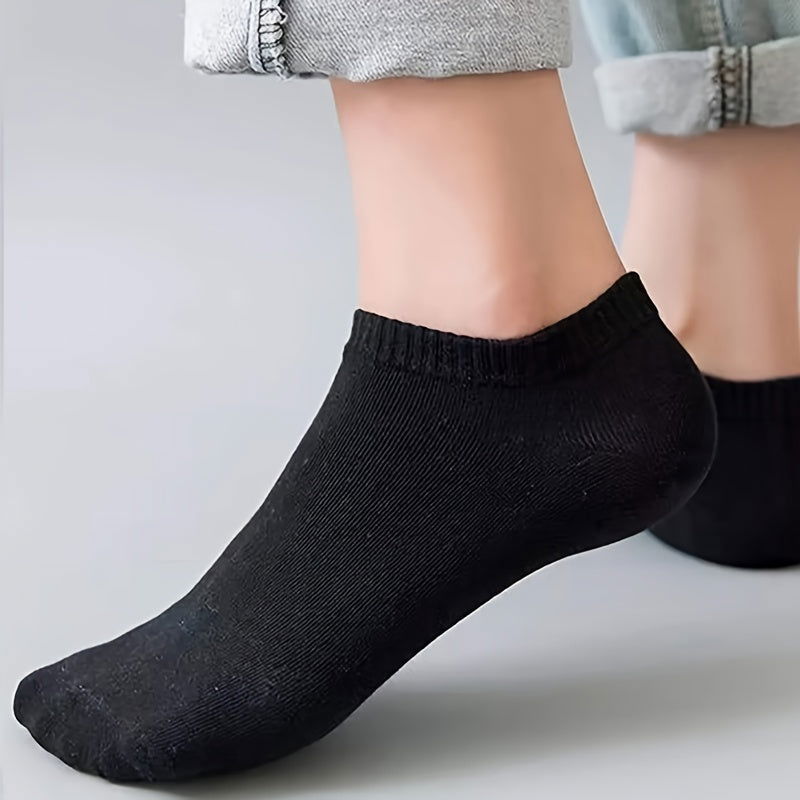 5 Pairs Simple Unisex Solid Ankle Socks - SocksLtd