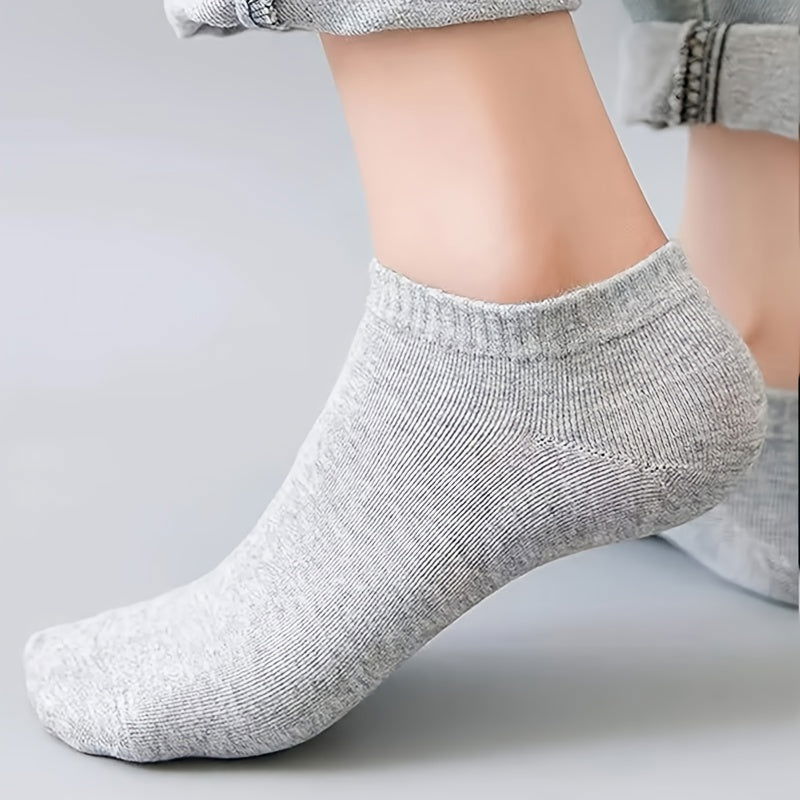 5 Pairs Simple Unisex Solid Ankle Socks - SocksLtd