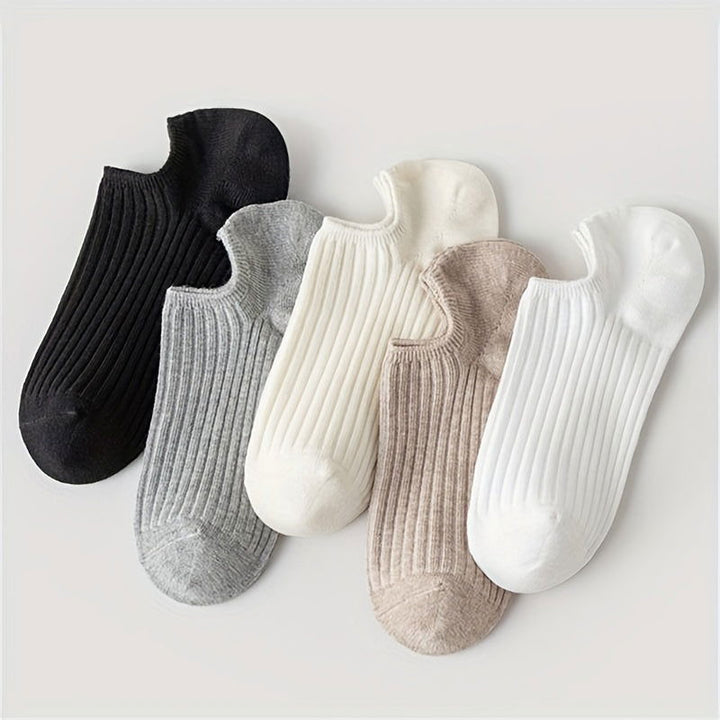 5 Pairs Solid Comfy Simple Unisex Ankle Socks - SocksLtd