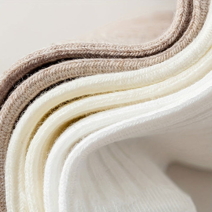 5 Pairs Solid Ribbed Comfy Simple Invisible Ankle Socks - SocksLtd