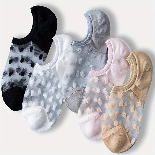 5 Pairs Swiss Dot Invisible Comfy No show socks - SocksLtd