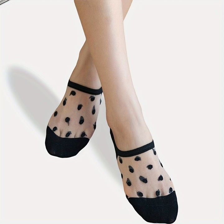 5 Pairs Swiss Dot Invisible Comfy No show socks - SocksLtd