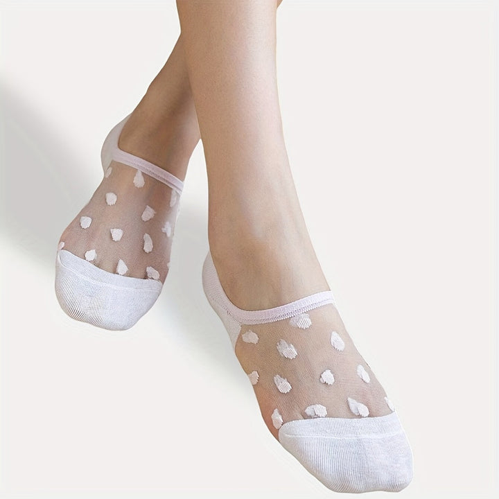 5 Pairs Swiss Dot Invisible Comfy No show socks - SocksLtd