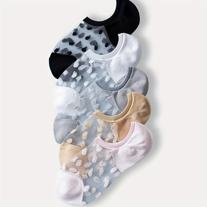 5 Pairs Swiss Dot Invisible Comfy No show socks - SocksLtd