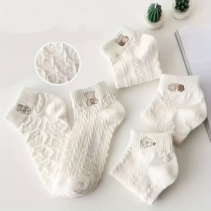5 Pairs Textured   Breathable Low Cut Ankle Socks - SocksLtd
