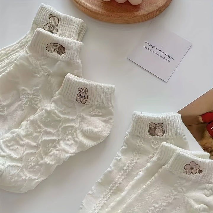 5 Pairs Textured   Breathable Low Cut Ankle Socks - SocksLtd