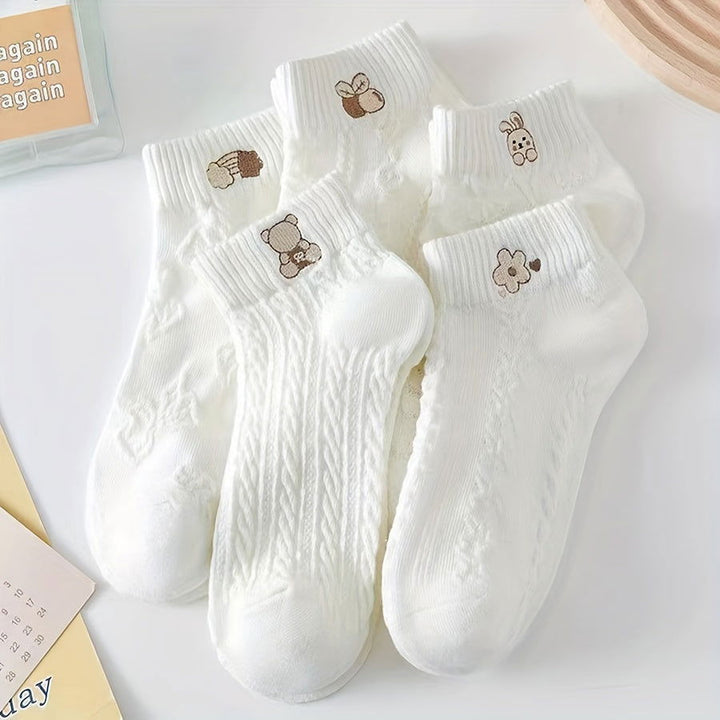 5 Pairs Textured   Breathable Low Cut Ankle Socks - SocksLtd
