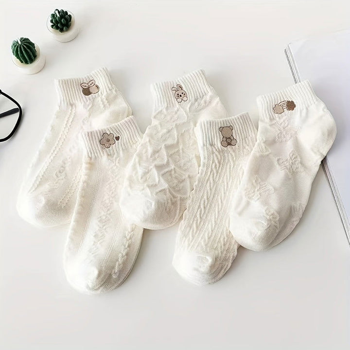 5 Pairs Textured   Breathable Low Cut Ankle Socks - SocksLtd