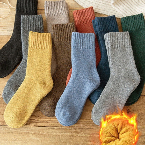 5 Pairs Thick Terry Fleece Cozy Crew Socks - SocksLtd