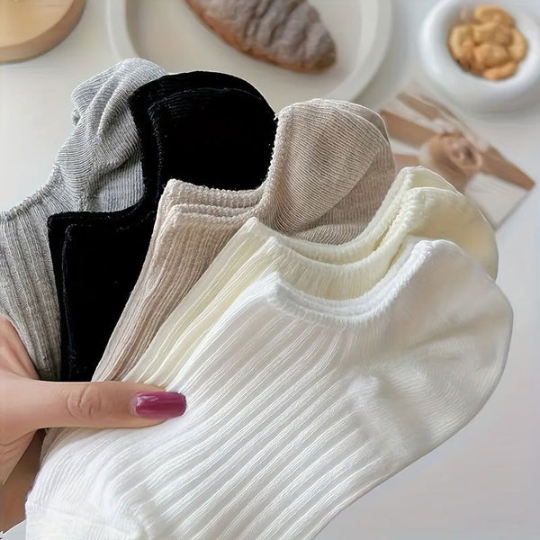 5 Pairs Thin Non Slip Invisible Boat Ankle Socks - SocksLtd