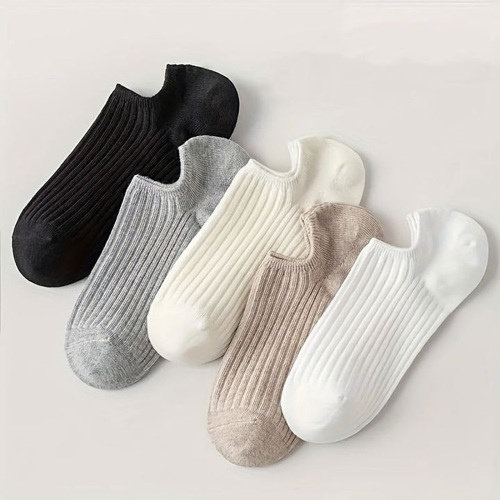 5 Pairs Thin Non Slip Invisible Boat Ankle Socks - SocksLtd