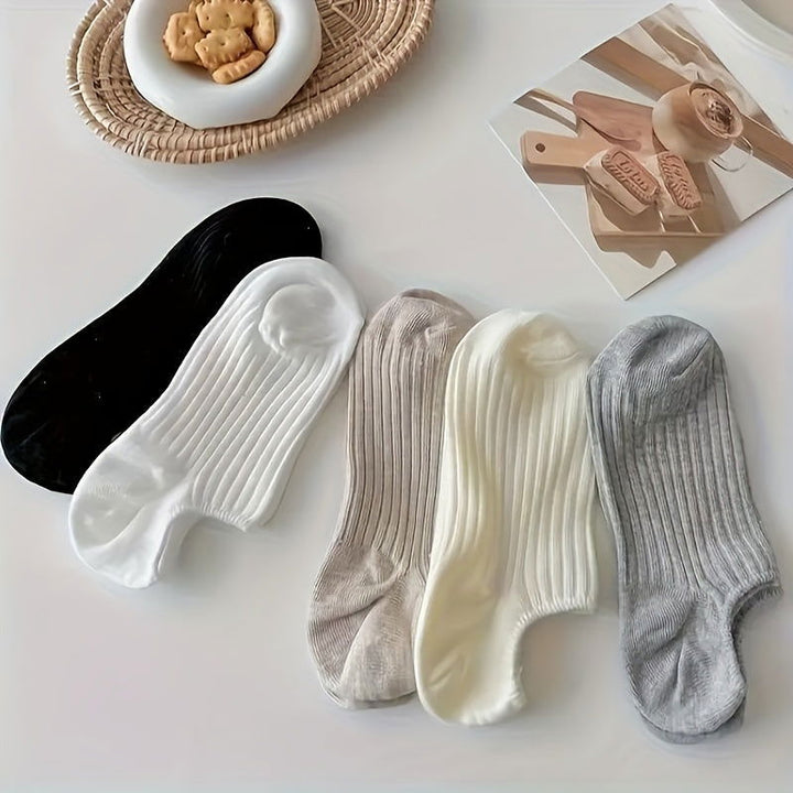 5 Pairs Thin Non Slip Invisible Boat Ankle Socks - SocksLtd