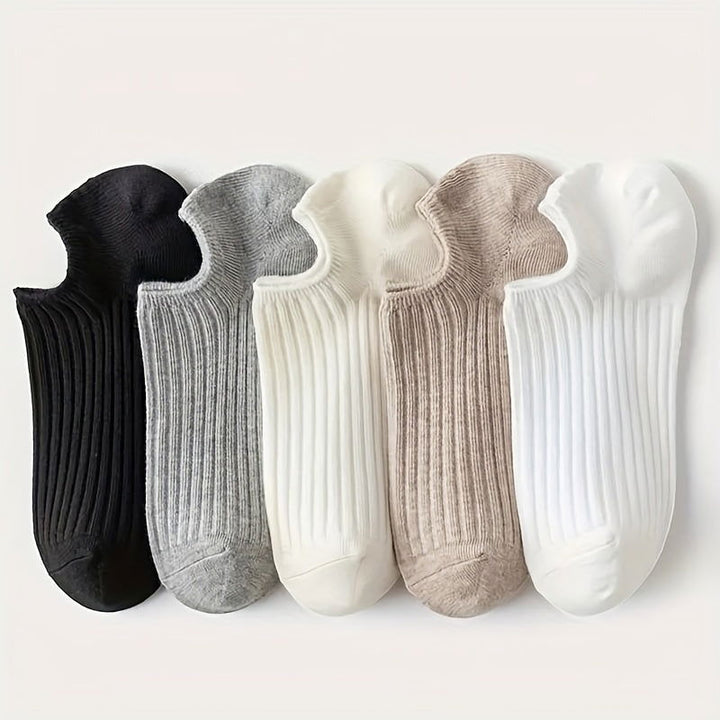 5 Pairs Thin Non Slip Invisible Boat Ankle Socks - SocksLtd