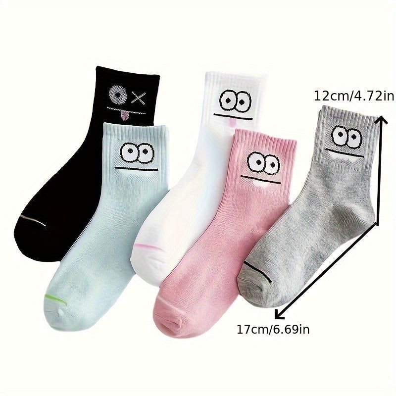 5 Pairs Trendy  Cartoon   Graphic Crew Socks - SocksLtd