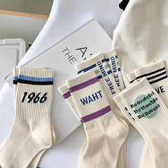 5 Pairs Versatile  alphabet Casual Socks - SocksLtd