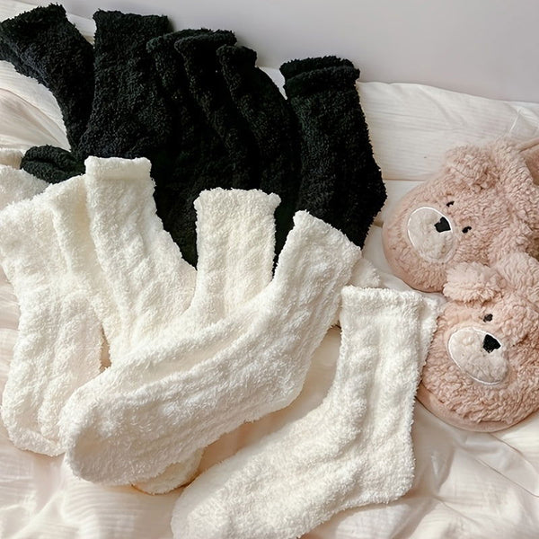 5 Pairs  Fuzzy Comfy Thermal Home Floor Crew Socks - SocksLtd