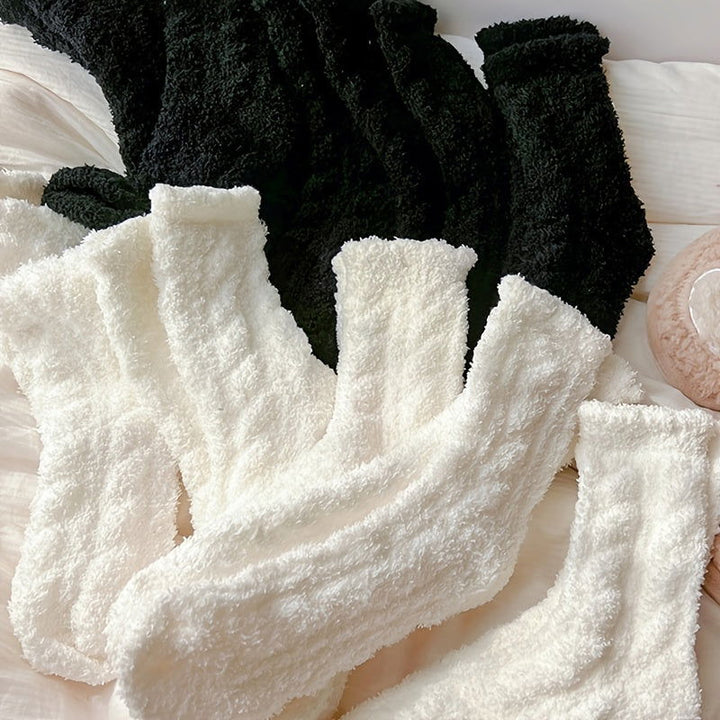 5 Pairs  Fuzzy Comfy Thermal Home Floor Crew Socks - SocksLtd