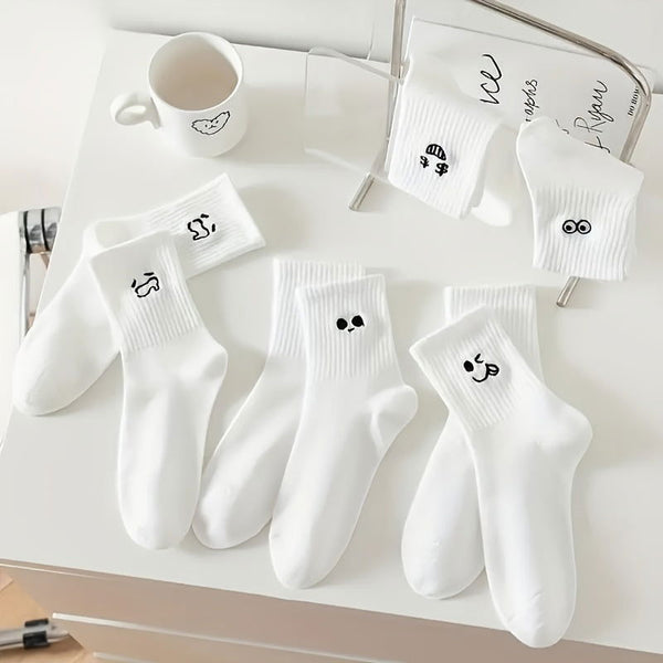 5 Pairs  Japanese Cartoon Mid Calf Crew Socks - SocksLtd