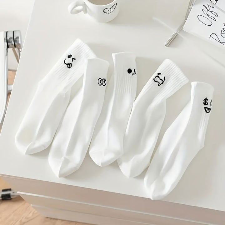5 Pairs  Japanese Cartoon Mid Calf Crew Socks - SocksLtd